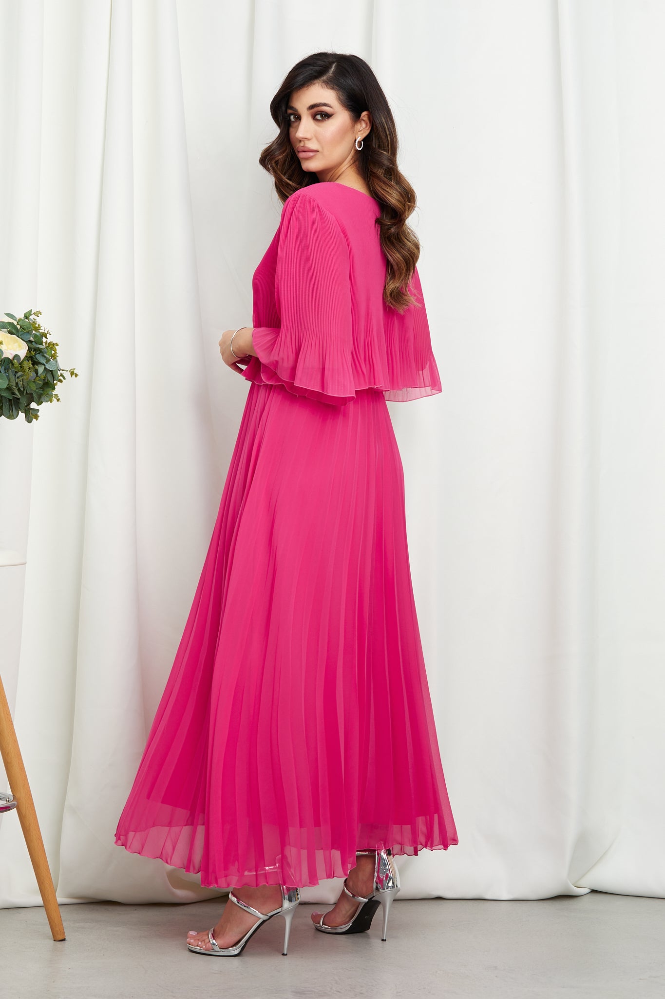 Valentina Ribbed Lightweight Pleated Maxi Dress