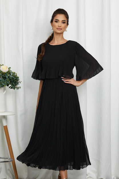 Valentina Ribbed Lightweight Pleated Maxi Dress