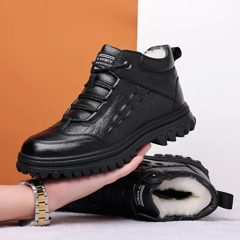 Premium Genuine Cowhide Leather Ankle Boots