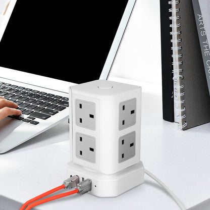 Surge Protector Power Strip Tower with 4 USB Ports