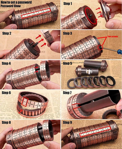 Cryptex Da Vinci Code Mini Lock with Hidden Compartment