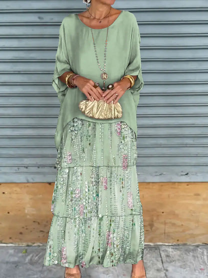 Zocania Layered Chiffon Batwing Maxi Dresses