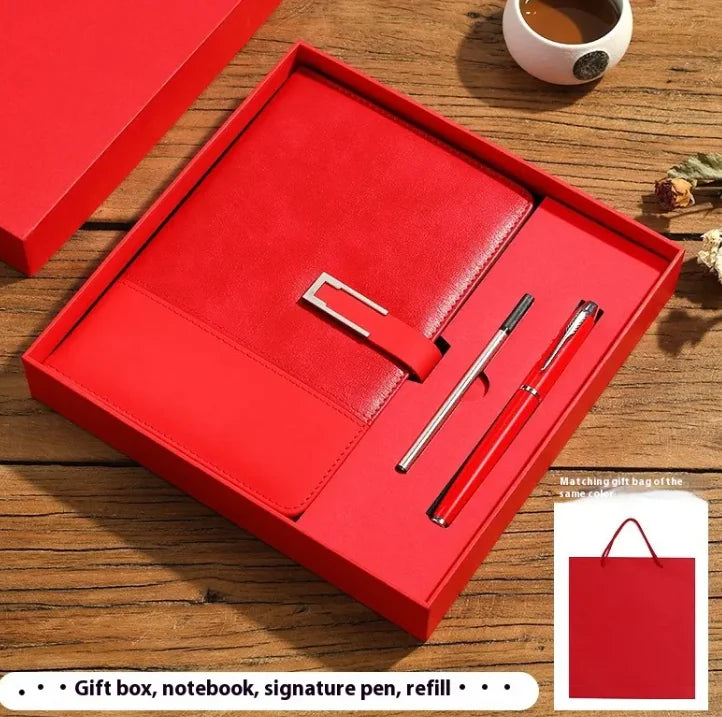 Business Notebook Soft Leather High Grade Gift Set