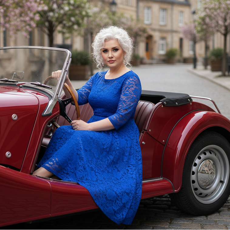 Chic Plus Size Lace Midi Dress