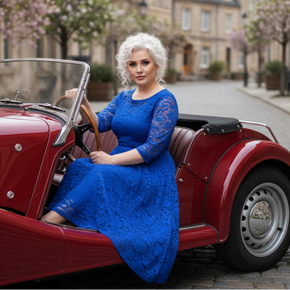 Chic Plus Size Lace Midi Dress