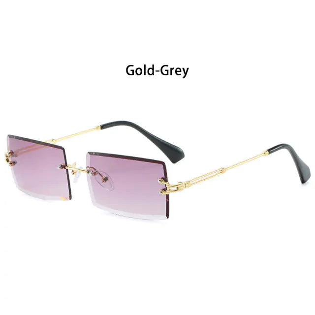 Rimless Small Rectangle Eyewear UV400 Sunglasses