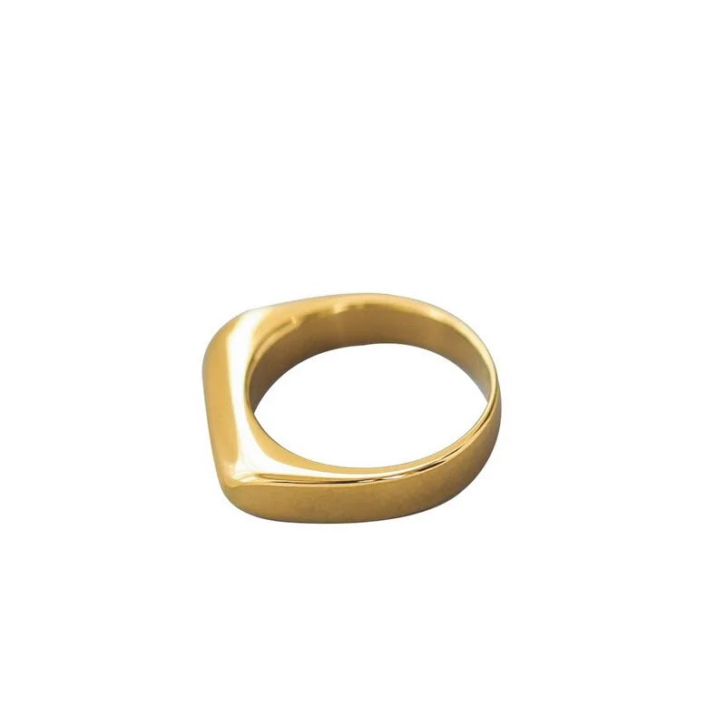 18K Gold Plated Titanium Square Ring