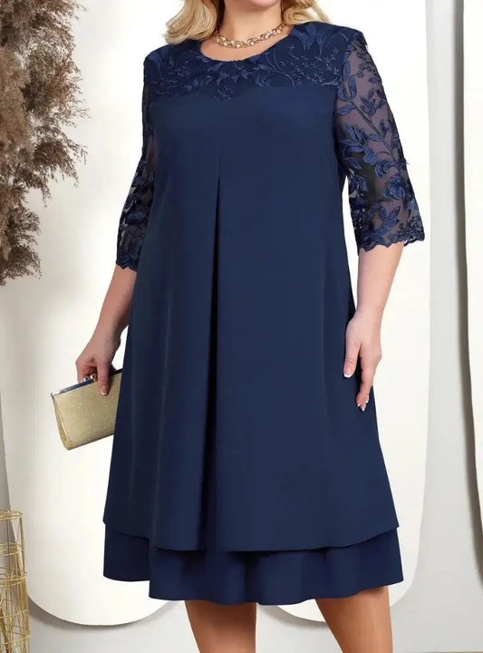 Plus Size Midi Chiffon Dress