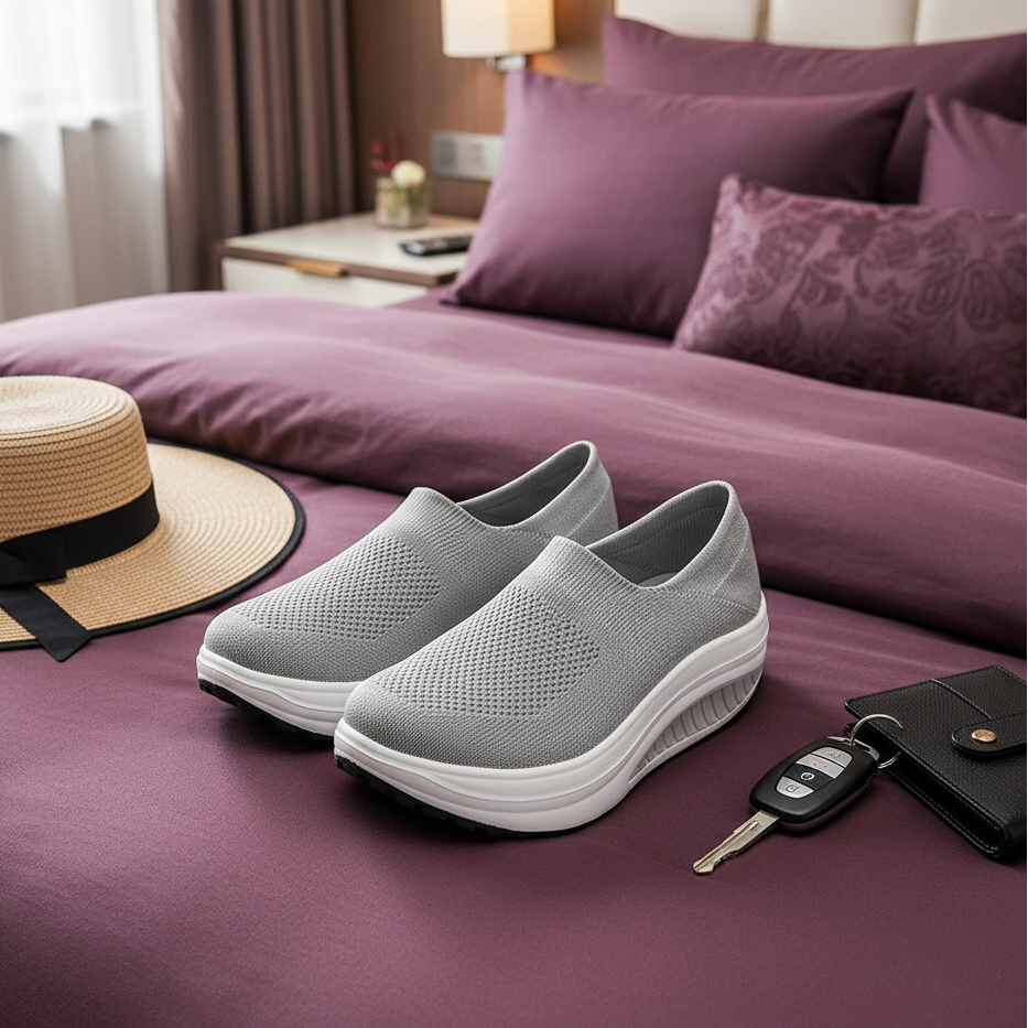 Rolling Sole Mesh Slip-on Platform Sneakers