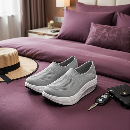 Rolling Sole Mesh Slip-on Platform Sneakers