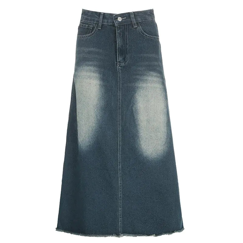 Retro Long Denim Skirt