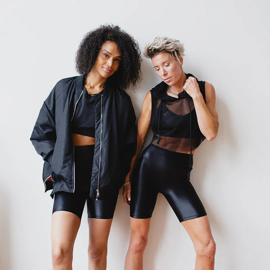 VYNL High Waist Faux Leather Activewear Shorts