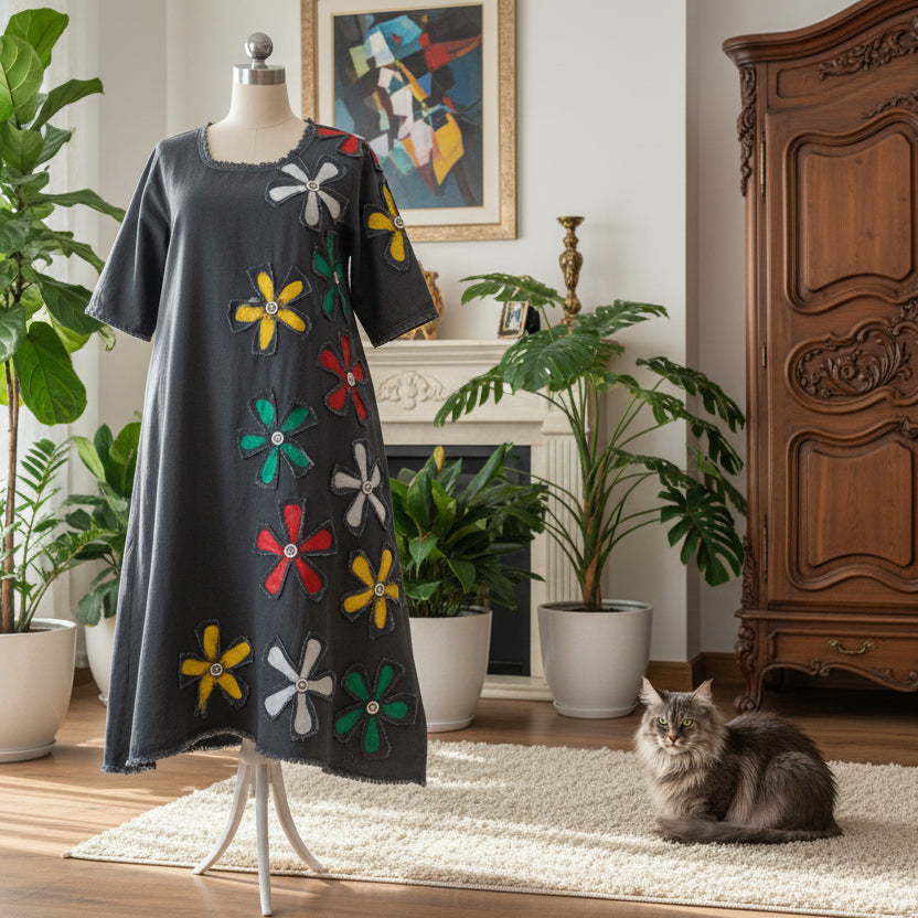 LINA Floral Motif Midi Dress