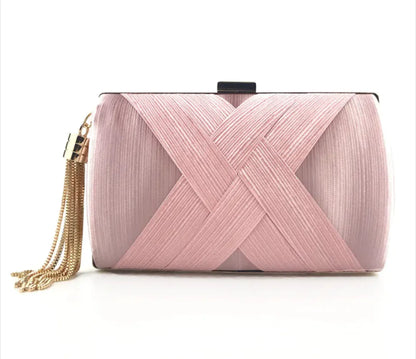 Satin Crisscross Evening Clutch