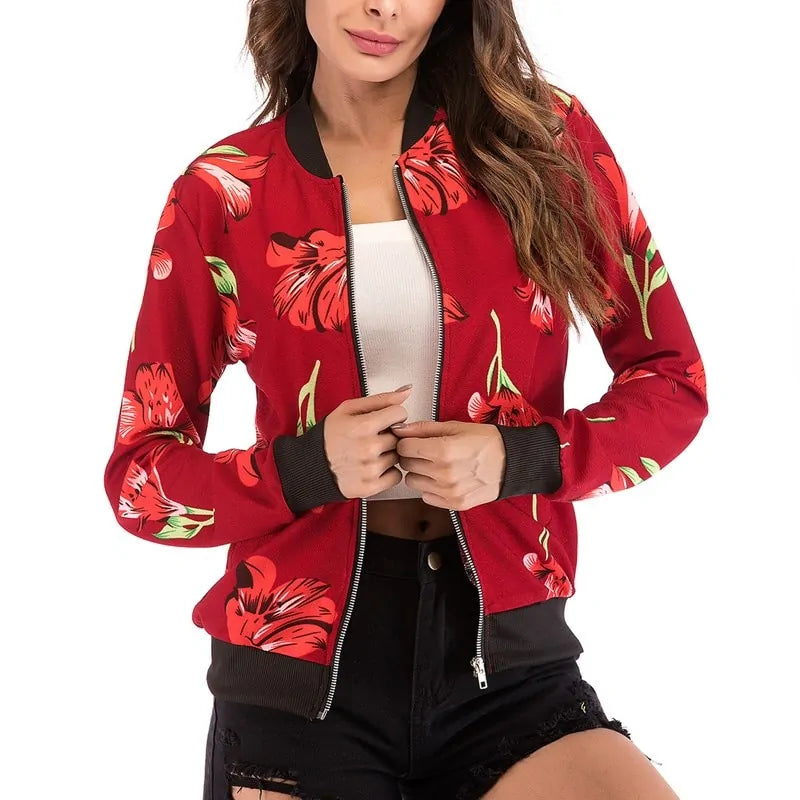 Retro Floral Bomber Jacket