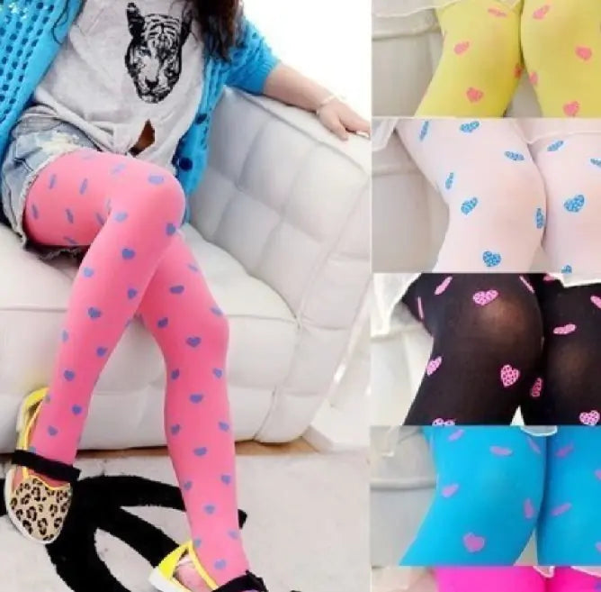 Love Heart & Dots Kids Pantyhose