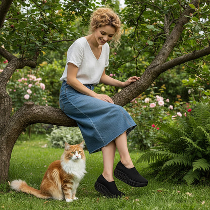 Rolling Sole Mesh Slip-on Platform Sneakers