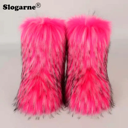 Luxurious Faux Fox Fur Boots