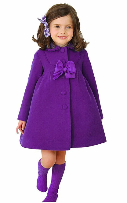 Girls' Wool Blend Bow Coats