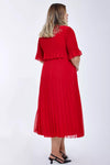 Valentina Ribbed Lightweight Pleated Maxi Dress