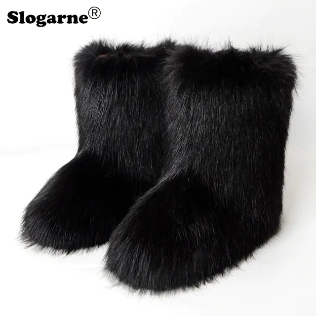 Luxurious Faux Fox Fur Boots