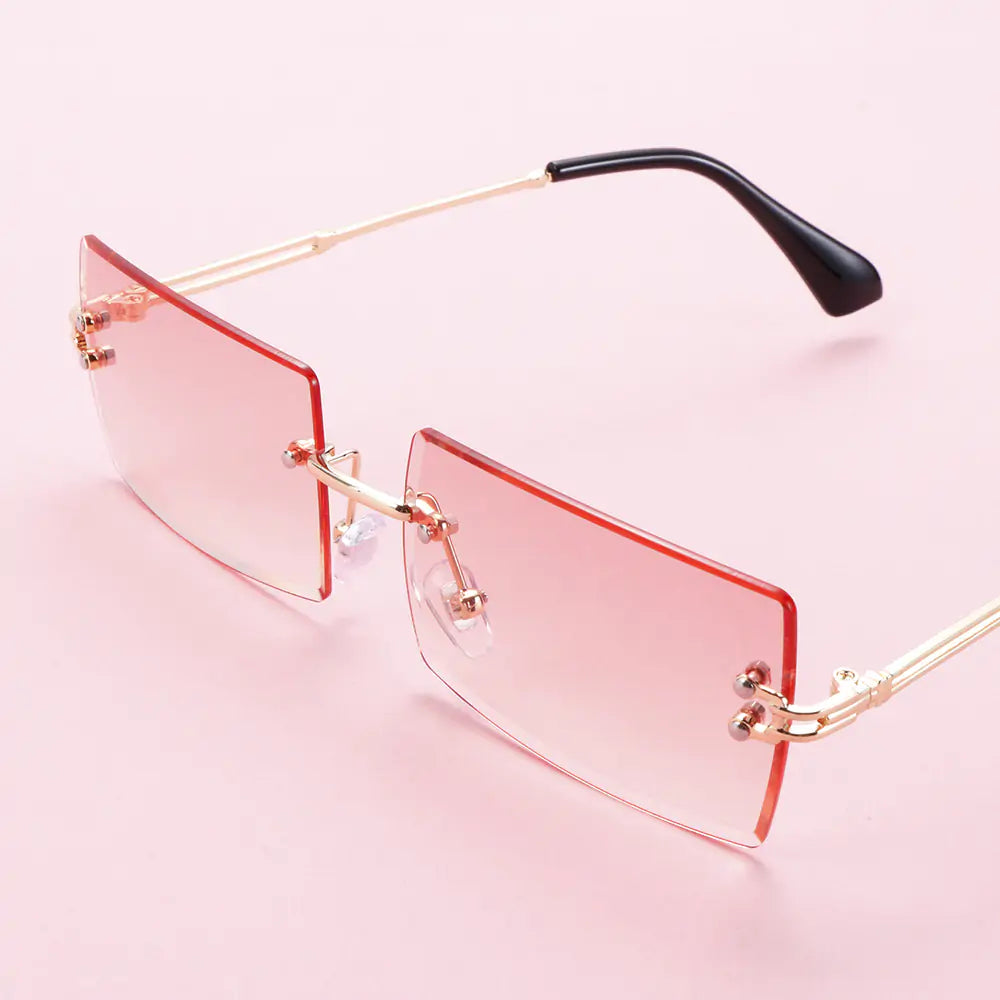 Rimless Small Rectangle Eyewear UV400 Sunglasses