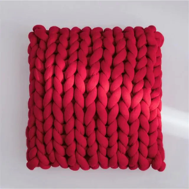 Chunky Handmade Wool Knitted Pillow