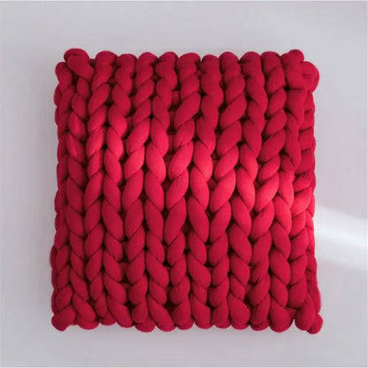 Chunky Handmade Wool Knitted Pillow