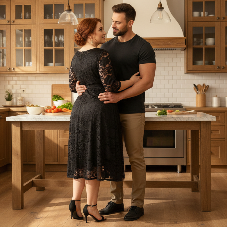 Chic Plus Size Lace Midi Dress