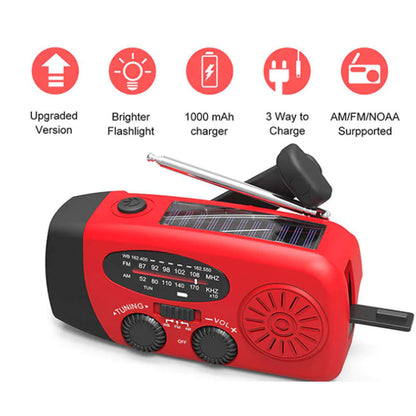 Emergency Solar Power USB Radio and LED Flashlight