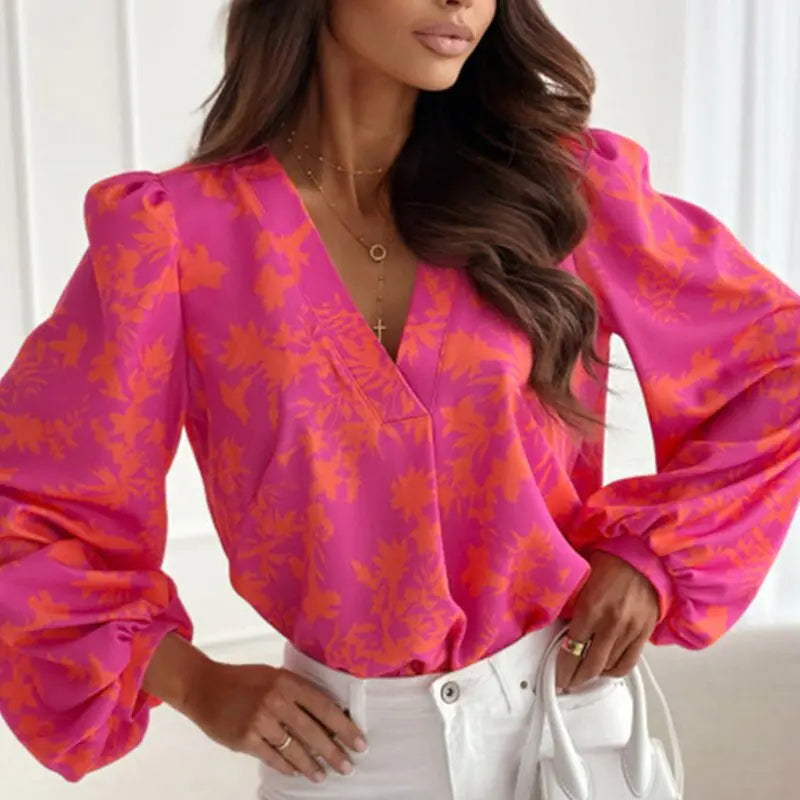 Lantern Sleeve Polyester Blouses