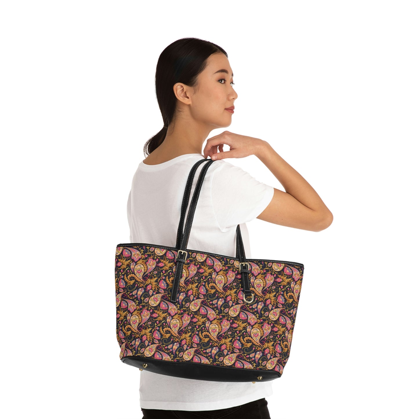 Paisley Large Vegan Leather Tote Bag