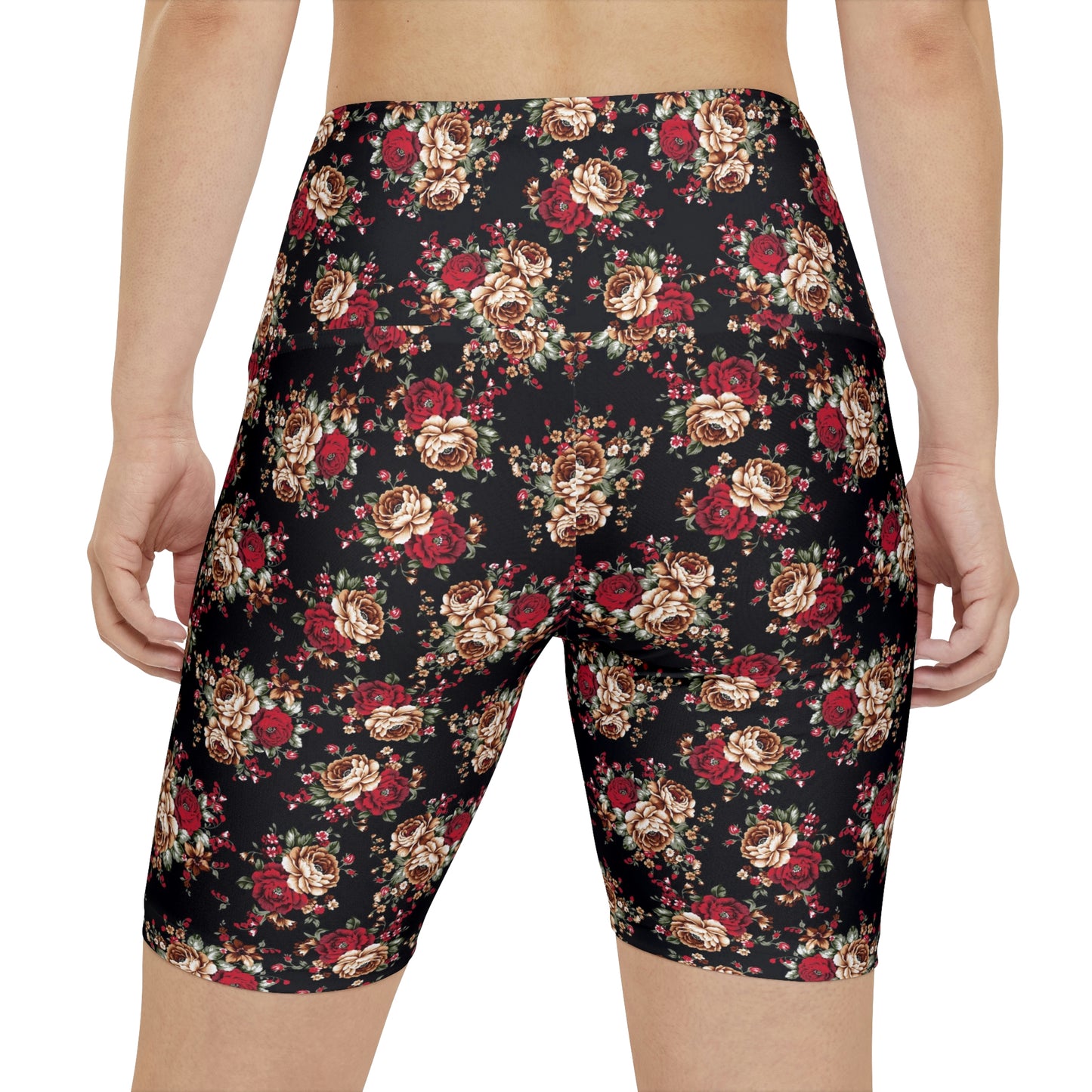 Workout Shorts - Floral (Black & Red)