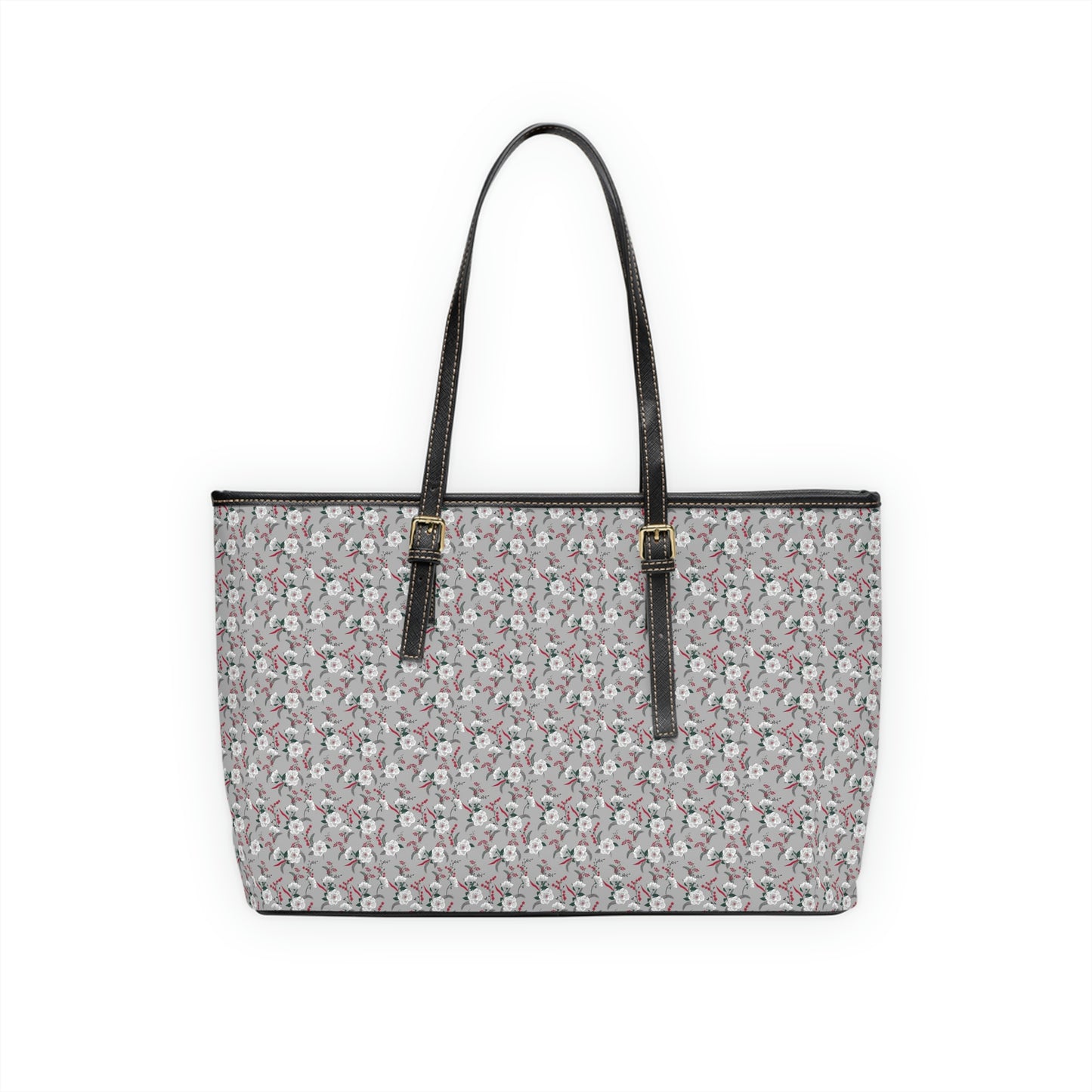 Floral Large Vegan Leather Tote Bag