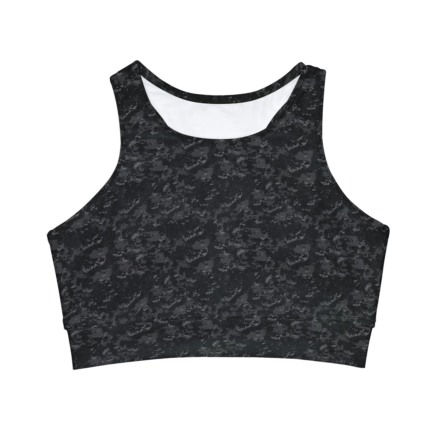 Dark Camo High Neck Crop Top