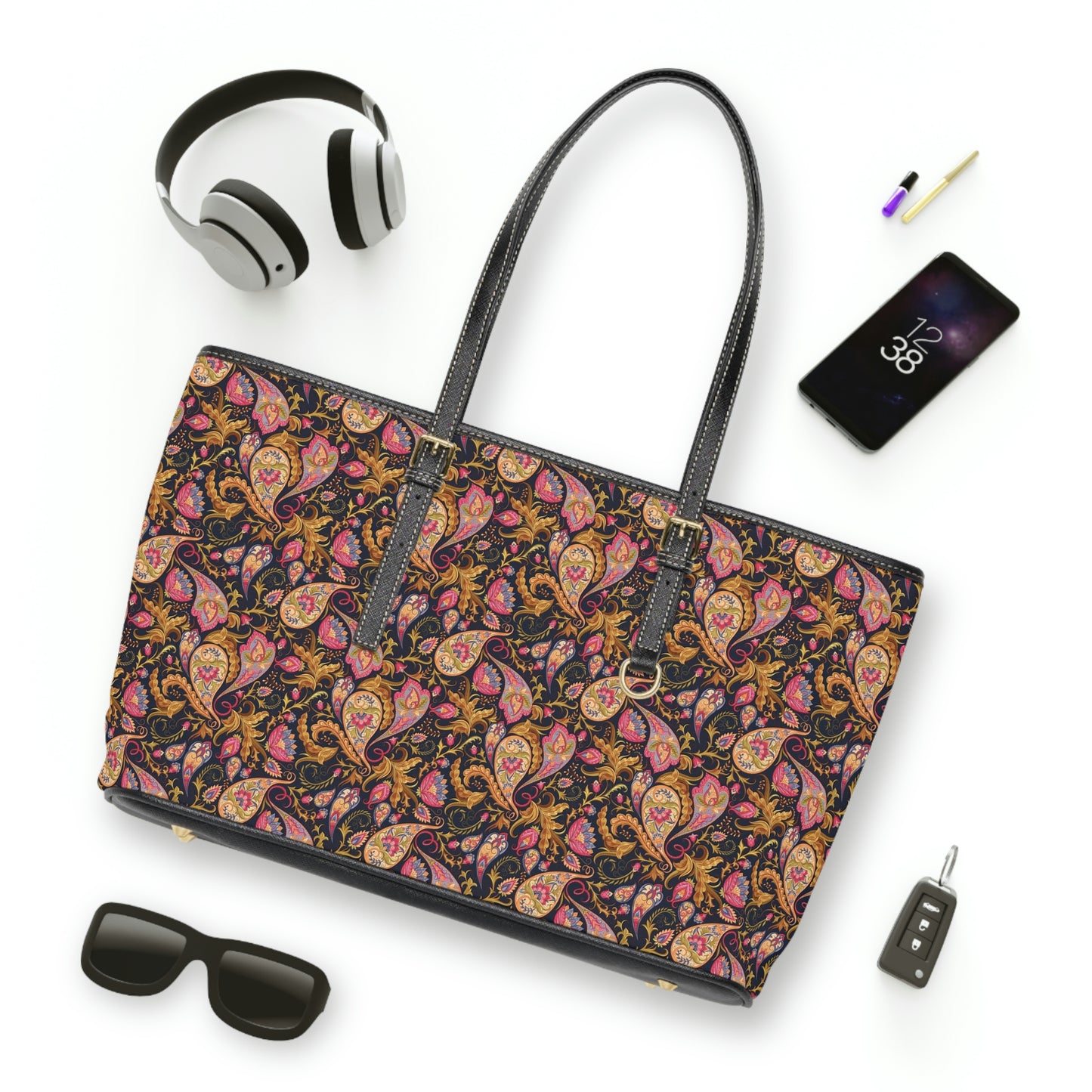 Paisley Large Vegan Leather Tote Bag