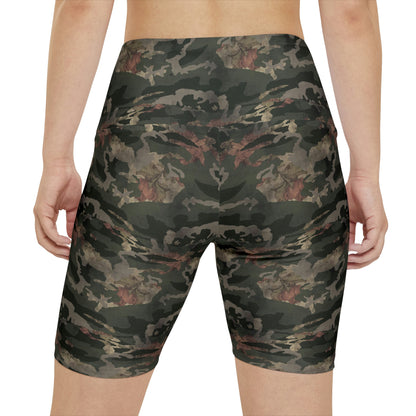 Workout Shorts - Camo (Green Rose)