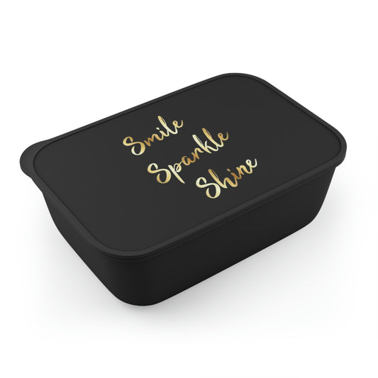 Smile Sparke Shine Black Bento Lunch Box