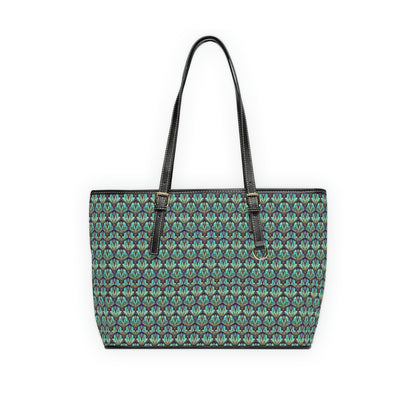 Large Vegan Leather Tote Bag - Print (Green)