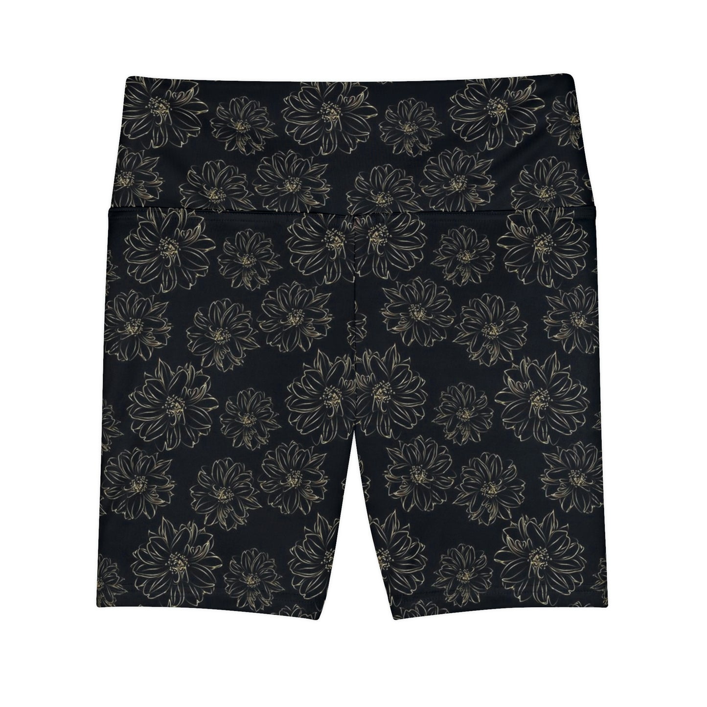 Workout Shorts - Floral (Black & Gold)