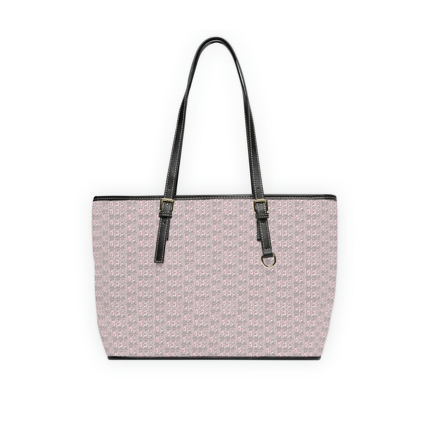 Large Vegan Leather Tote Bag - Print (Blush Pink)