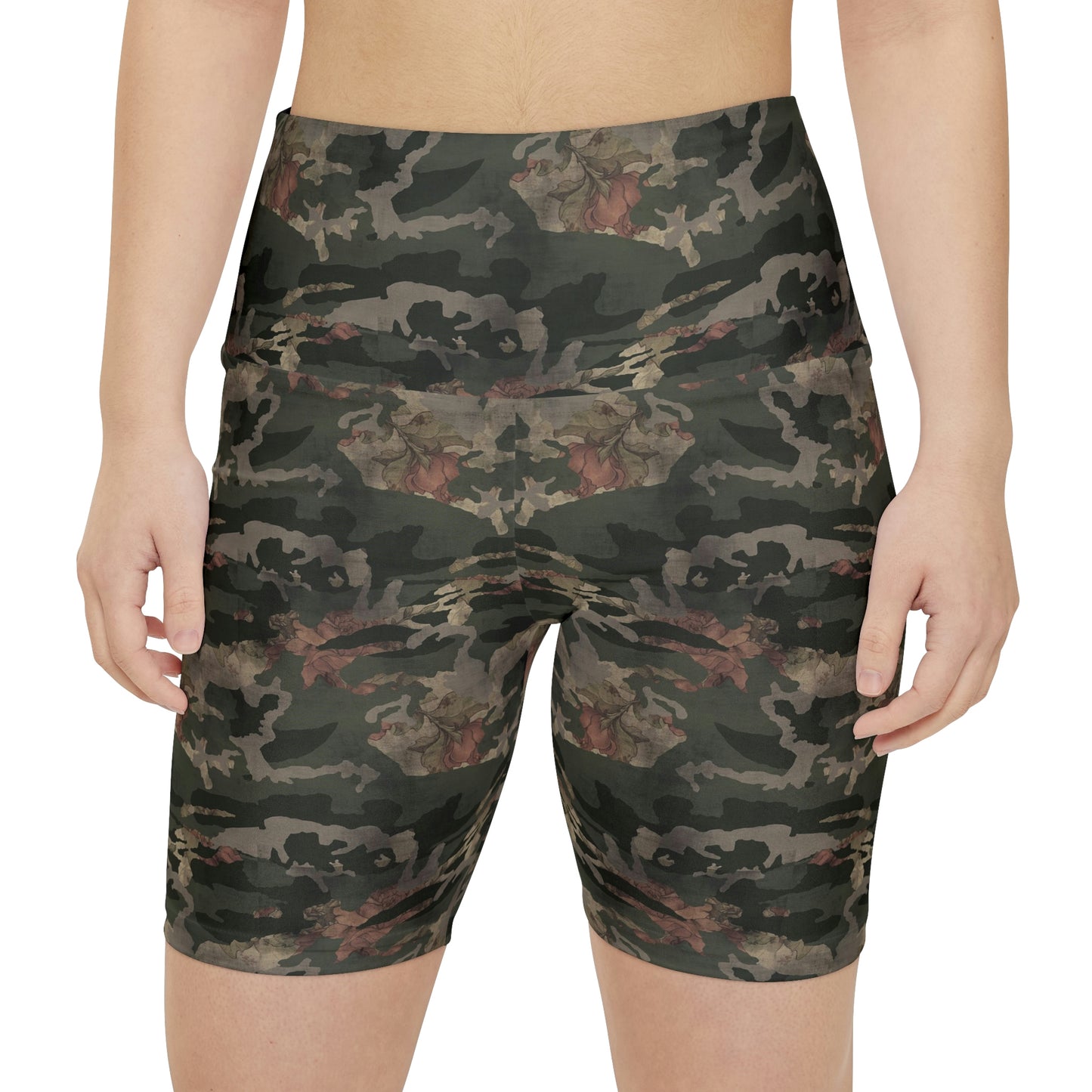 Workout Shorts - Camo (Green Rose)