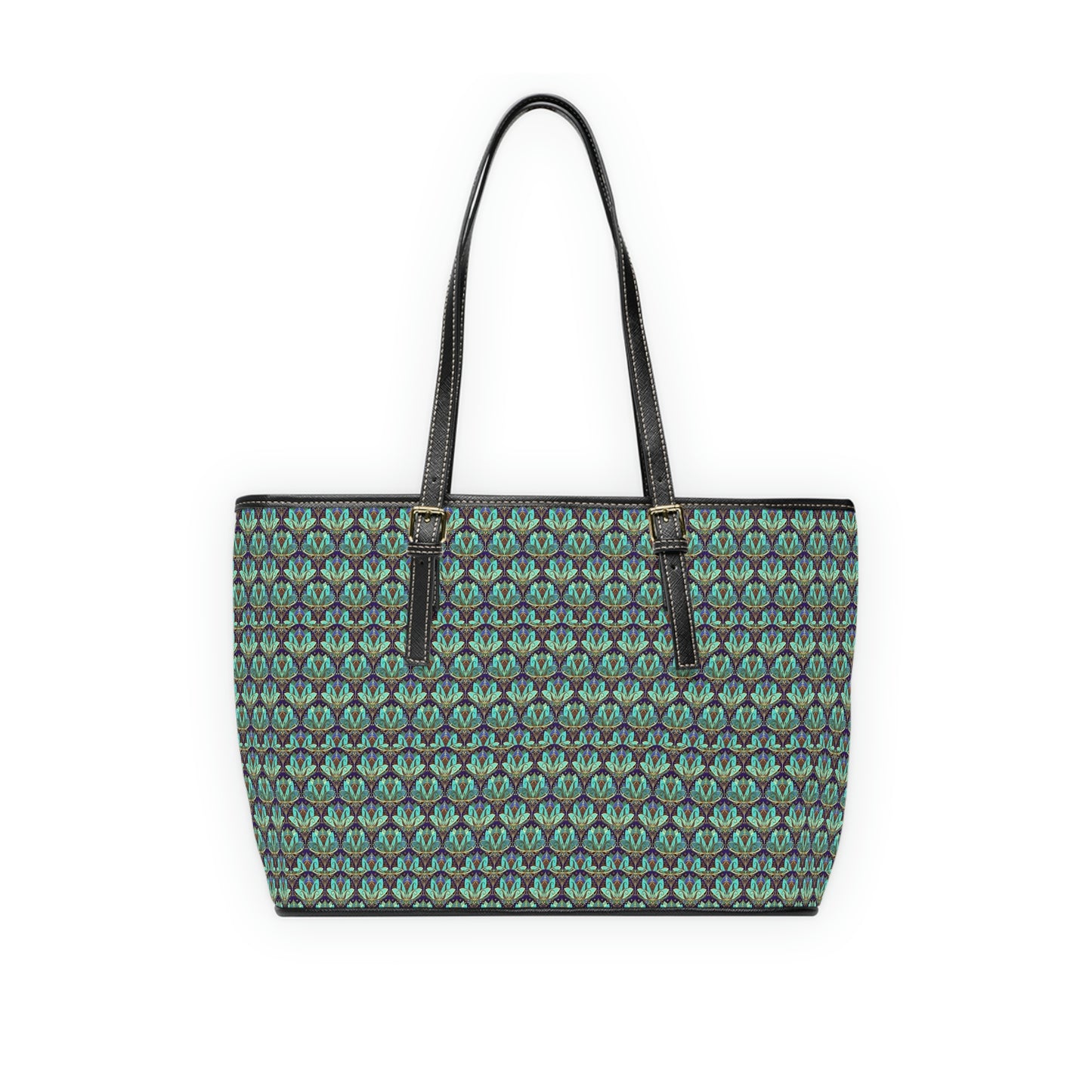 Large Vegan Leather Tote Bag - Print (Green)