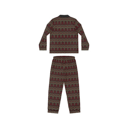 Satin Pajamas - Print (Burgundy & Tan)