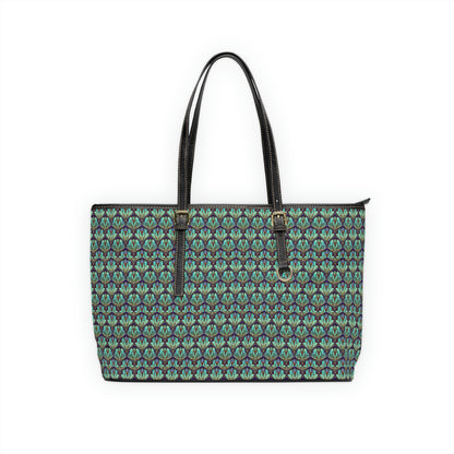 Large Vegan Leather Tote Bag - Print (Green)