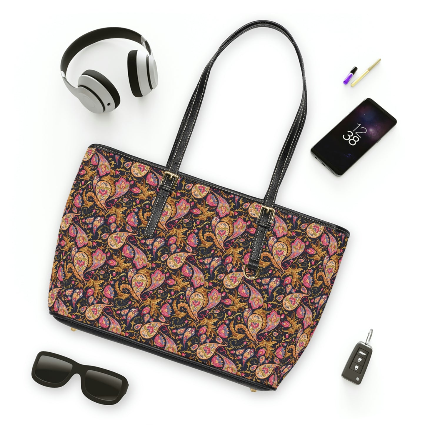 Paisley Large Vegan Leather Tote Bag