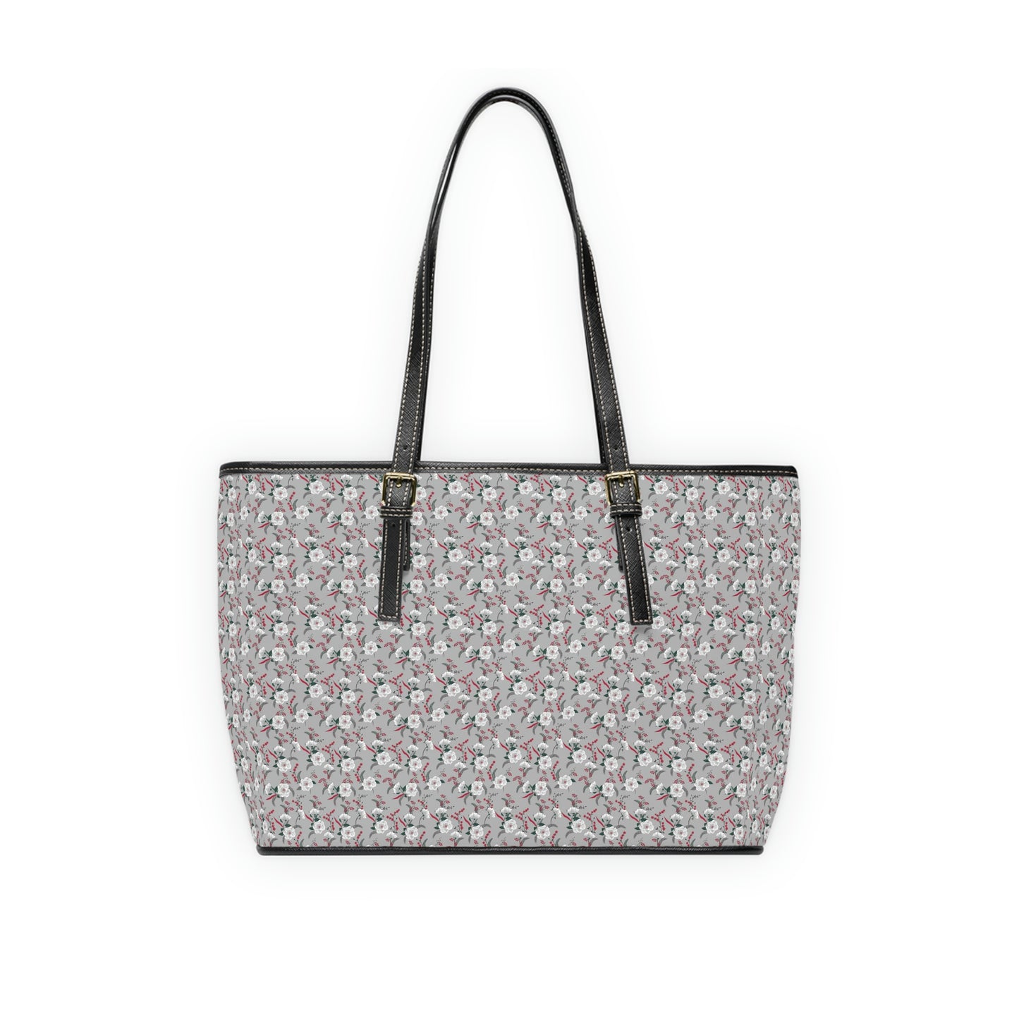 Floral Large Vegan Leather Tote Bag