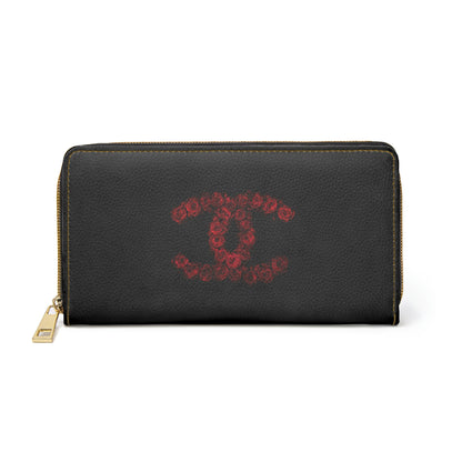 CC Red Roses Vegan Leather Zipper Wallet