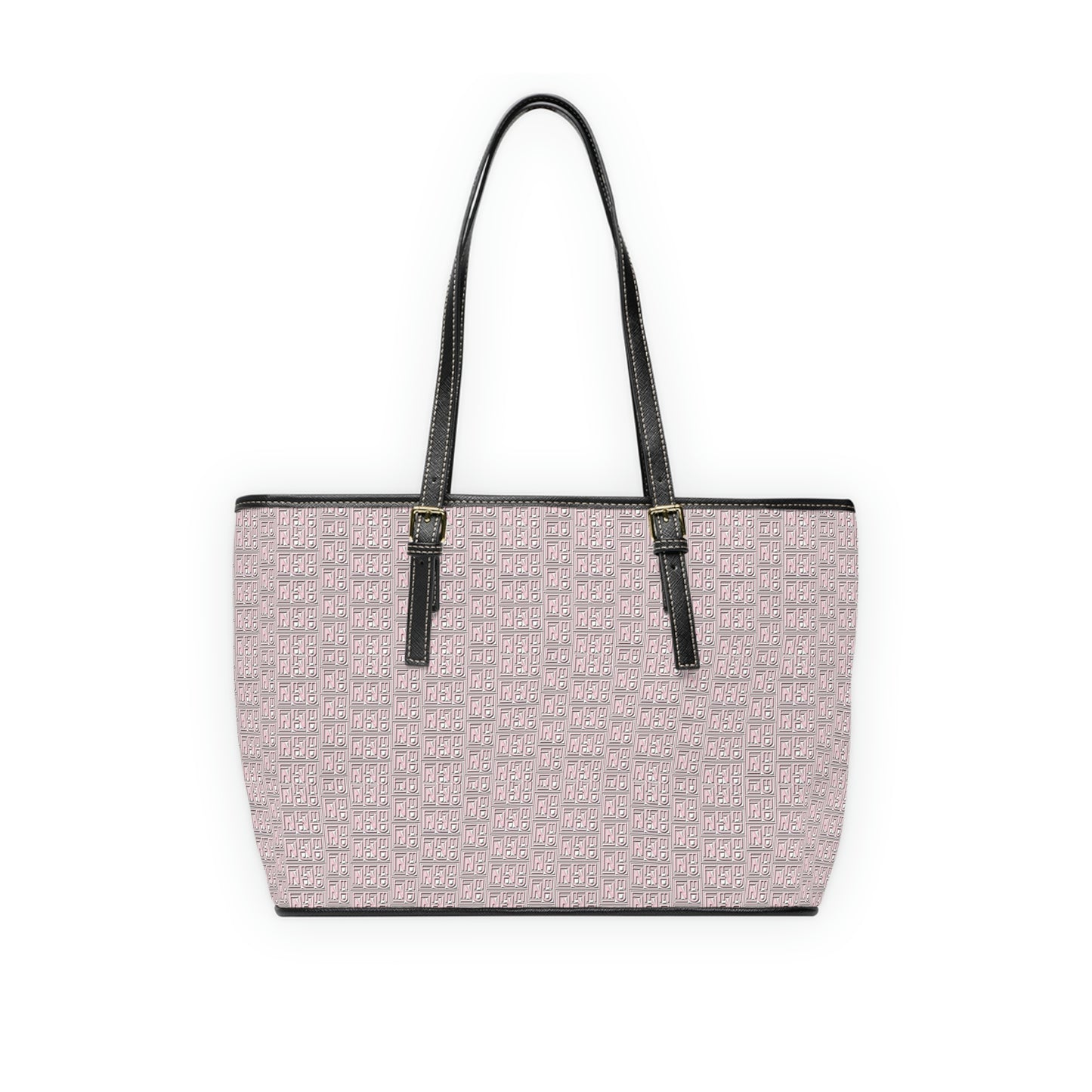 Large Vegan Leather Tote Bag - Print (Blush Pink)